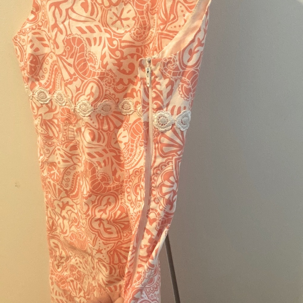 Vineyard Vines Coral/Pink & White Seashore Dress w/ embroidered detailing Girl 8 - Picture 5 of 6